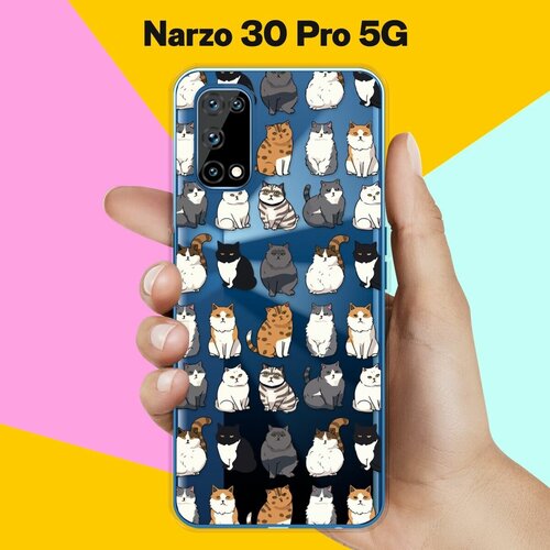 Силиконовый чехол на realme Narzo 30 Pro 5G Коты / для Реалми Нарзо 30 Про 5 Джи силиконовый чехол на realme narzo 30 pro 5g горы для реалми нарзо 30 про 5 джи