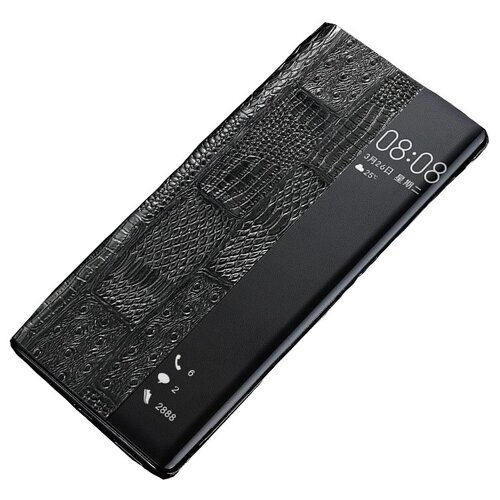 фото Чехол-кейс mypads с фактурной прошивкой рельефа кожи крокодила для huawei mate 40 pro (noh-nx9) с боковым окном черный