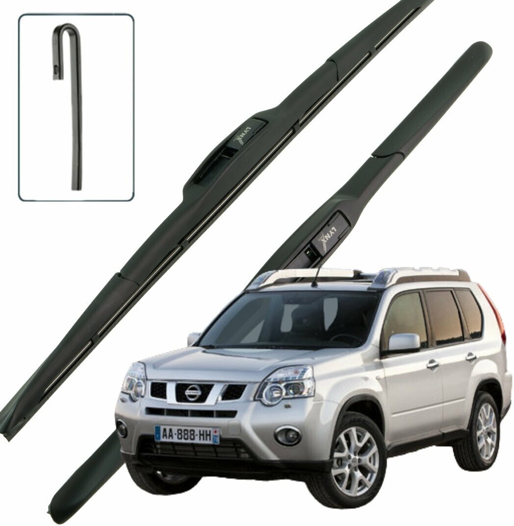 Дворники Nissan X-Trail (2) T31 Ниссан Х-трэйл Т31 рест 2011 2012 2013 2014 2015 Щетки стеклоочистителя гибридные 600мм-400мм к-т 2шт