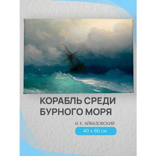 Картина на холсте "Бурное море" / декор и стилизация интерьера квартиры, дома, офиса / 60см-40см.