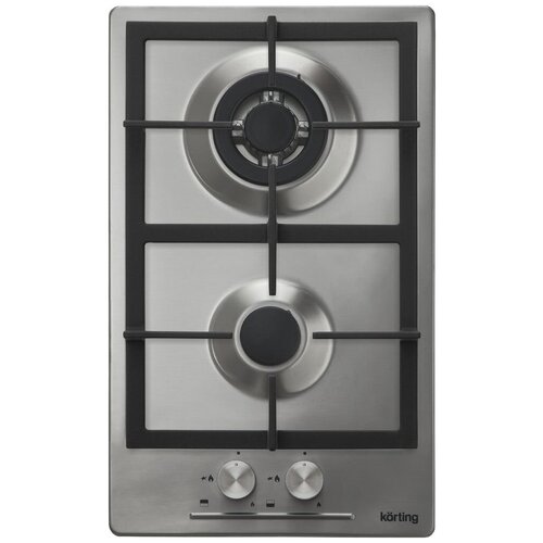 Домино Korting - Домино Korting Домино Crystal 30 x 51 см газовая 2 конфорки электроподжиг газ-контроль чугунные решетки в комплекте - подставка WOK и адаптер для кофейника нержавеющая сталь 2752000₽