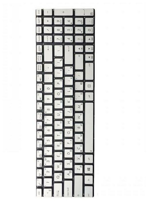 Клавиатура ZeepDeep для ноутбука Asus, серебристая без рамки, с подсветкой, гор. Enter, 0KNB0-6625RU00