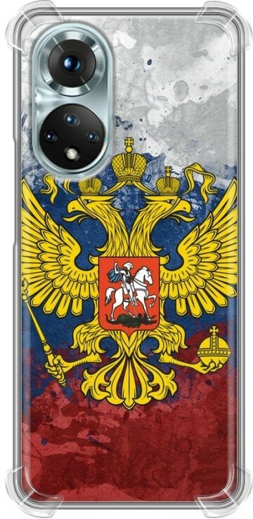 Дизайнерский силиконовый с усиленными углами чехол для Хонор 50 / Honor 50 Российский флаг и герб