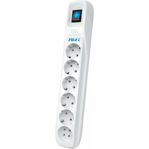 Сетевой фильтр PILOT L (GP) (6/3м/10А/800Дж/белый), 1766519