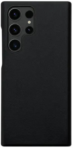 Чехол кожаный c микрофиброй на Samsung S23 Ultra черный