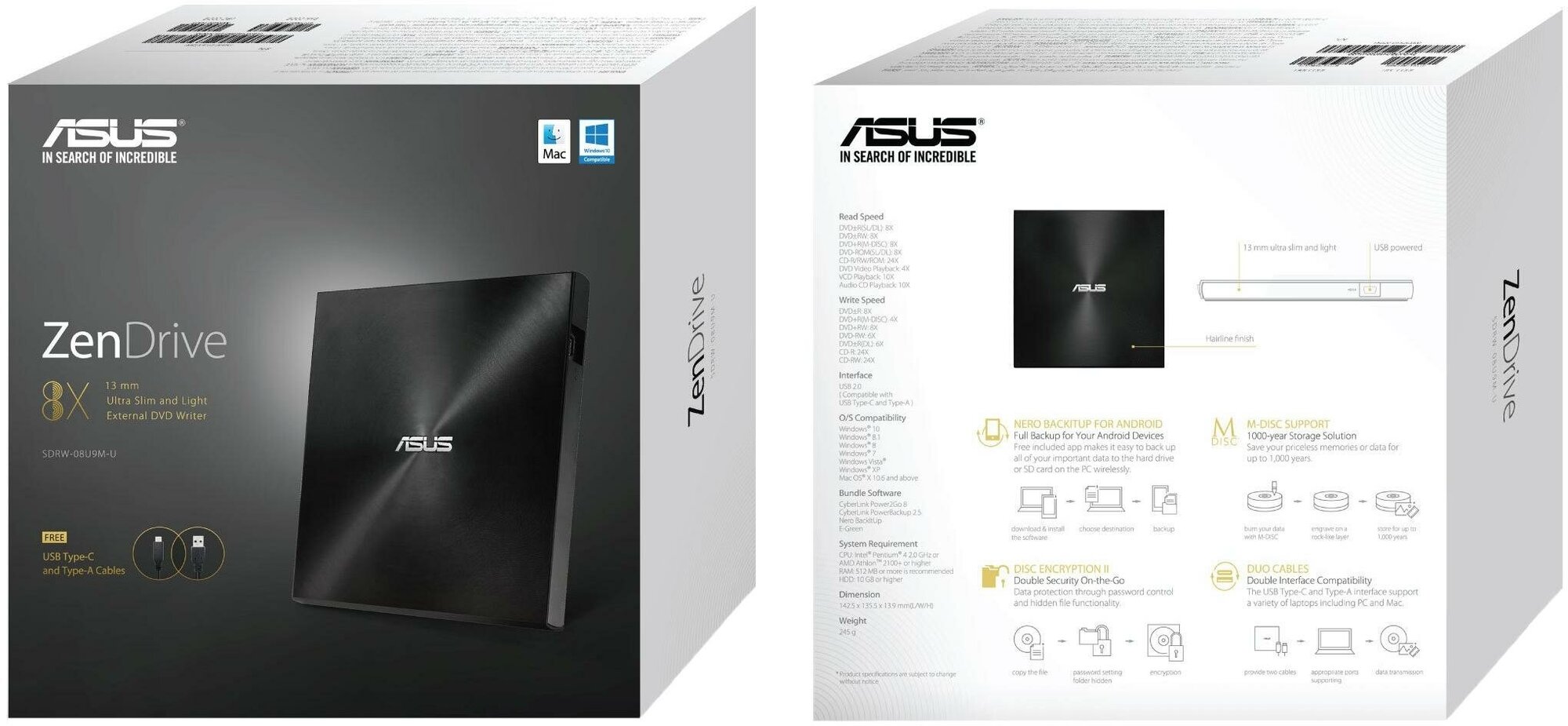 Оптический привод ASUS SDRW-08U9M-U Black, BOX, black - фото №17