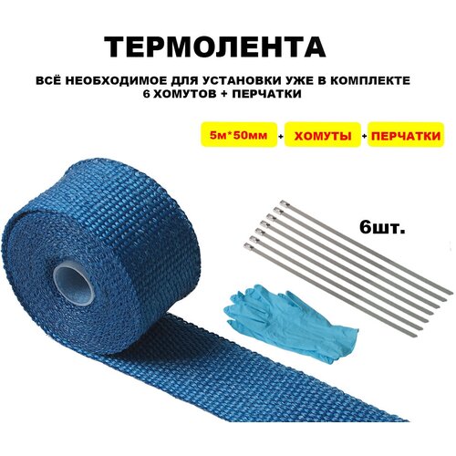 Термолента PROSPORT Performance для глушителя стекловолокно синяя 5 м 615₽
