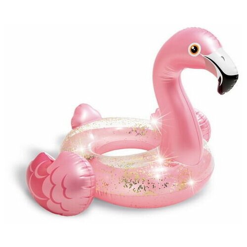 надувной круг фламинго глиттерный 99х89х71см от 9 лет Круг надувной INTEX Glitter Flamingo Tube (Блестящий Фламинго), от 9 лет, 89x71см