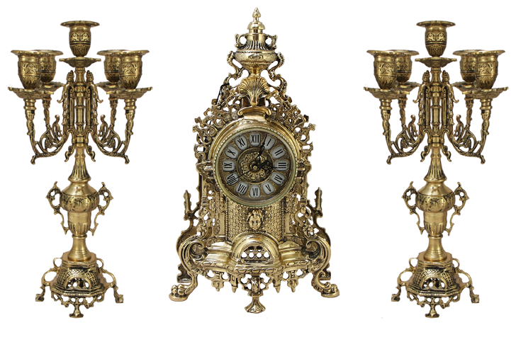 Часы каминные с канделябрами Лампион