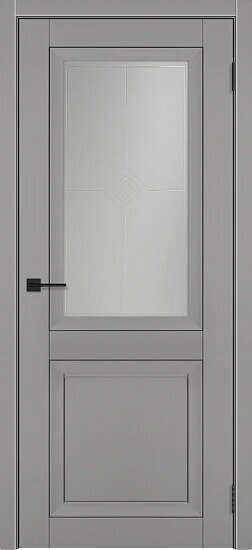 Межкомнатная дверь до "Деканто", покрытие Soft touch - Цвет Серый бархат,800*2000*36мм, Дверь частично остекленная.