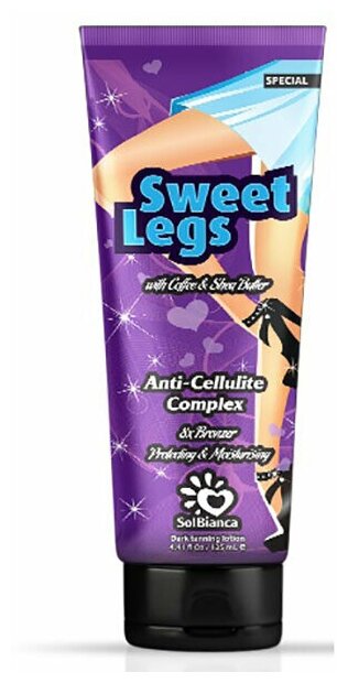 SolBianca Крем Sweet Legs для Загара в Солярии для Ног с Маслом Кофе, Маслом Ши и Бронзаторами, 125 мл