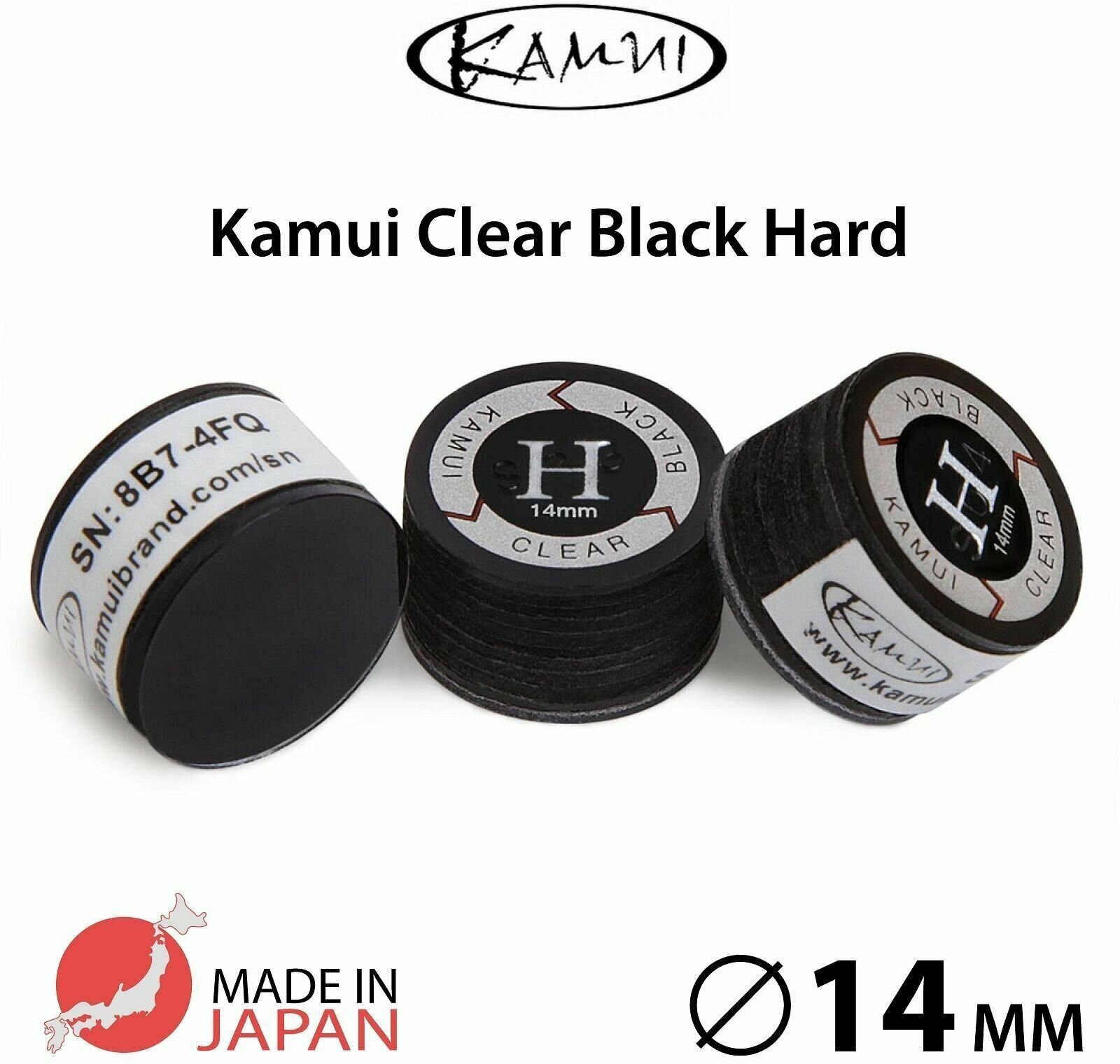 Наклейка для кия Kamui Clear Black 14 мм Hard, многослойная, 1 шт.