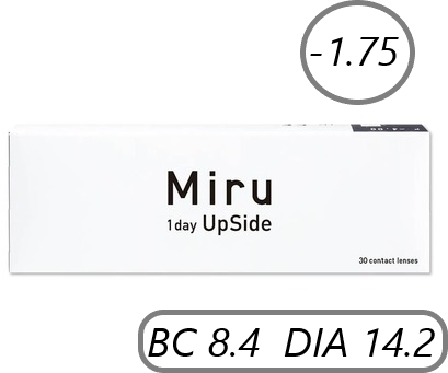 Контактные линзы Menicon Miru 1day Upside, 30 шт., R 8,4, D -1,75, прозрачный