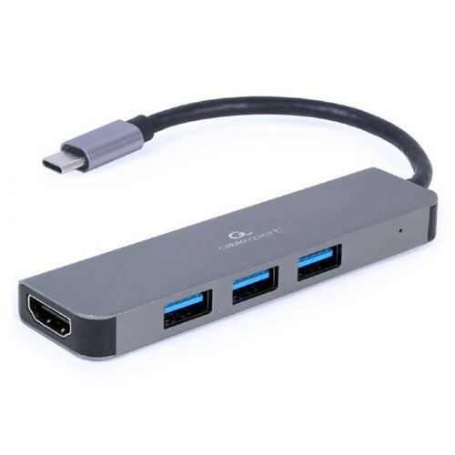 Хаб USB Gembird Cablexpert USB-C - 3xUSB/HDMI A-CM-COMBO2-01 переходник usb type c hdmi gembird a cm hdmif 01 вилка розетка разрешение до 4k х 2k 30 гц длина 0 15 метра