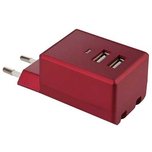 Сетевой адаптер Air J USB 220V red / 1A / 2 USB порта