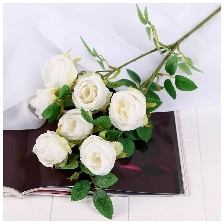 Цветы искусственные "Роза Септима" 5х65 см белый