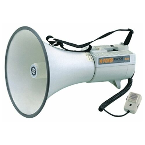 SHOW ER68S/W Мегафон 45 Вт, 15 В, выносной микрофон, сирена+свисток, вх.AUX, вес 3,3 кг, алюминий мегафон ручной 25 вт выносной микрофон сирена пластик show er 66s