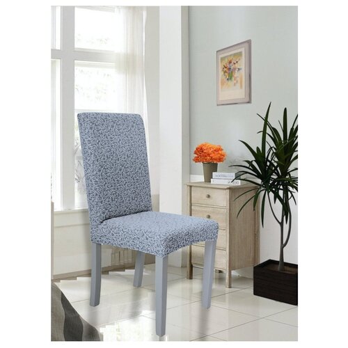 фото Чехол на стул без оборки venera "жаккард", цвет серый, 1 предмет