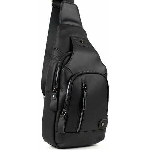фото Рюкзак слинг , натуральная кожа, черный нет бренда