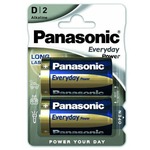 Щелоные батарейки Panasonic Everyday Power D, LR20 LR20EPS/2BP 2шт