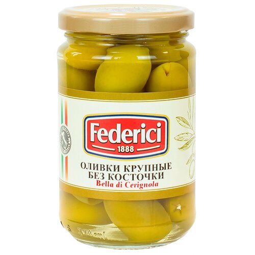 Оливки зеленые Federici крупные без косточки, 300 г