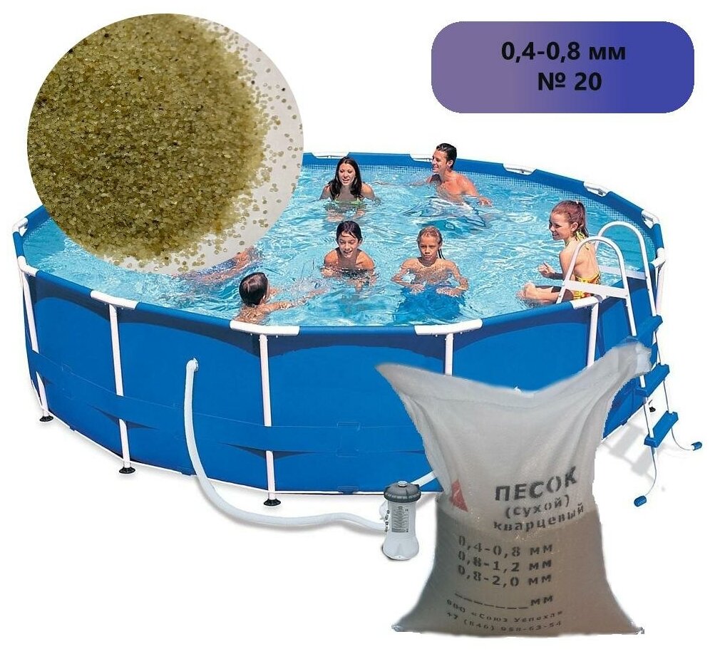 Кварцевый песок натуральный для фильтрации воды фракция 0,4-0,8 мм №20, 12,5 кг. - фотография № 3