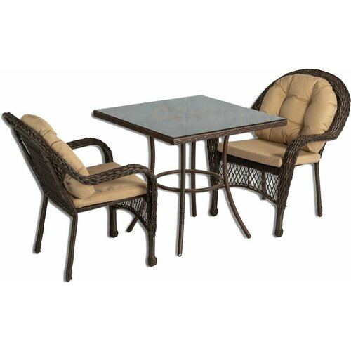 Обеденная группа GIZA MEDISON S (Гиза Мэдисон) на 2 персоны коричневая из искусственного ротанга