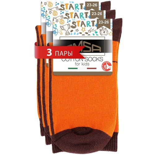 фото Носки omsa kids 3 пары, размер 27/30, оранжевый