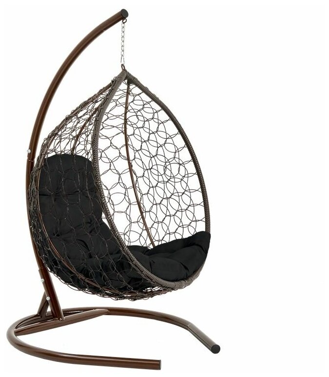 Подвесное кресло-кокон Yova Bubble из эко-ротанга, стойка венге, подушка трапеция черная - фотография № 4