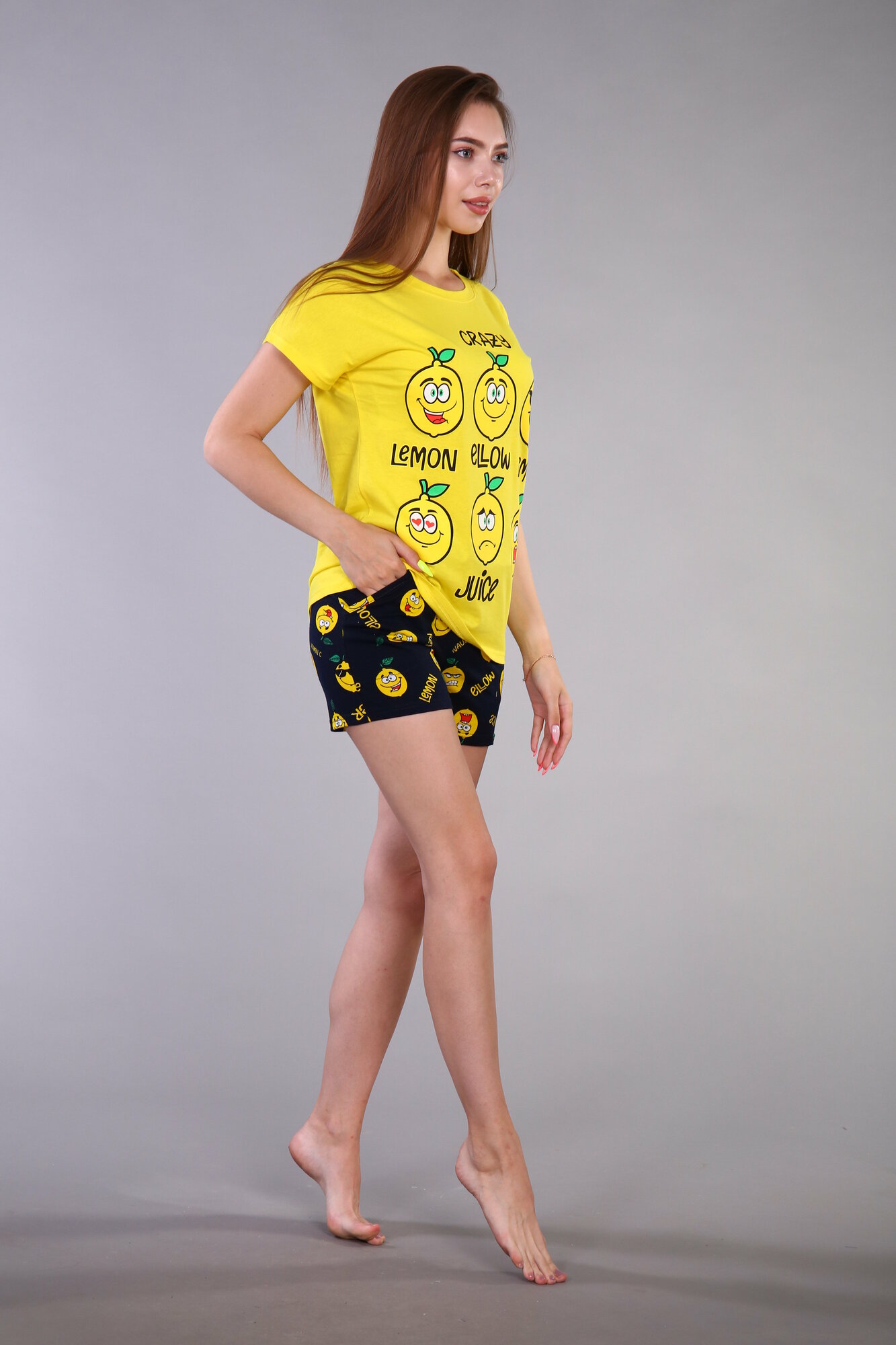 Пижама IvCapriz, размер 46, желтый, красный - фотография № 2