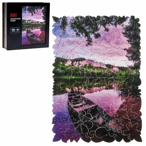 Melograno Puzzle Пазл фигурный «Лодка на закате», 110 деталей, 28,8 × 20,2 см