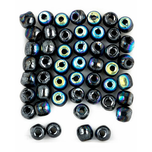 Стеклянные чешские бусины, круглые, Glass Pressed Beads, 2 мм, цвет Jet Hematite AB, 100 шт.