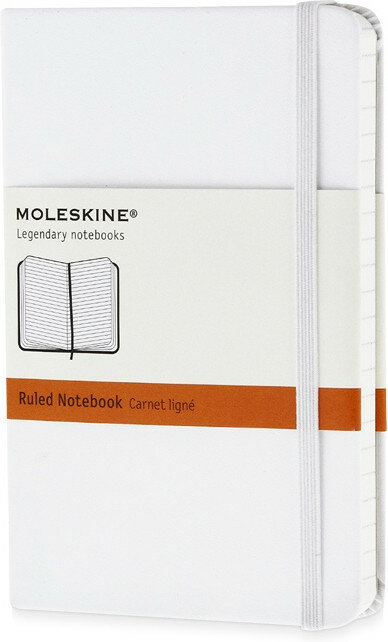Записная книжка Moleskine Classic (в линейку) в твердой обложке, Pocket (9x14 см), белый