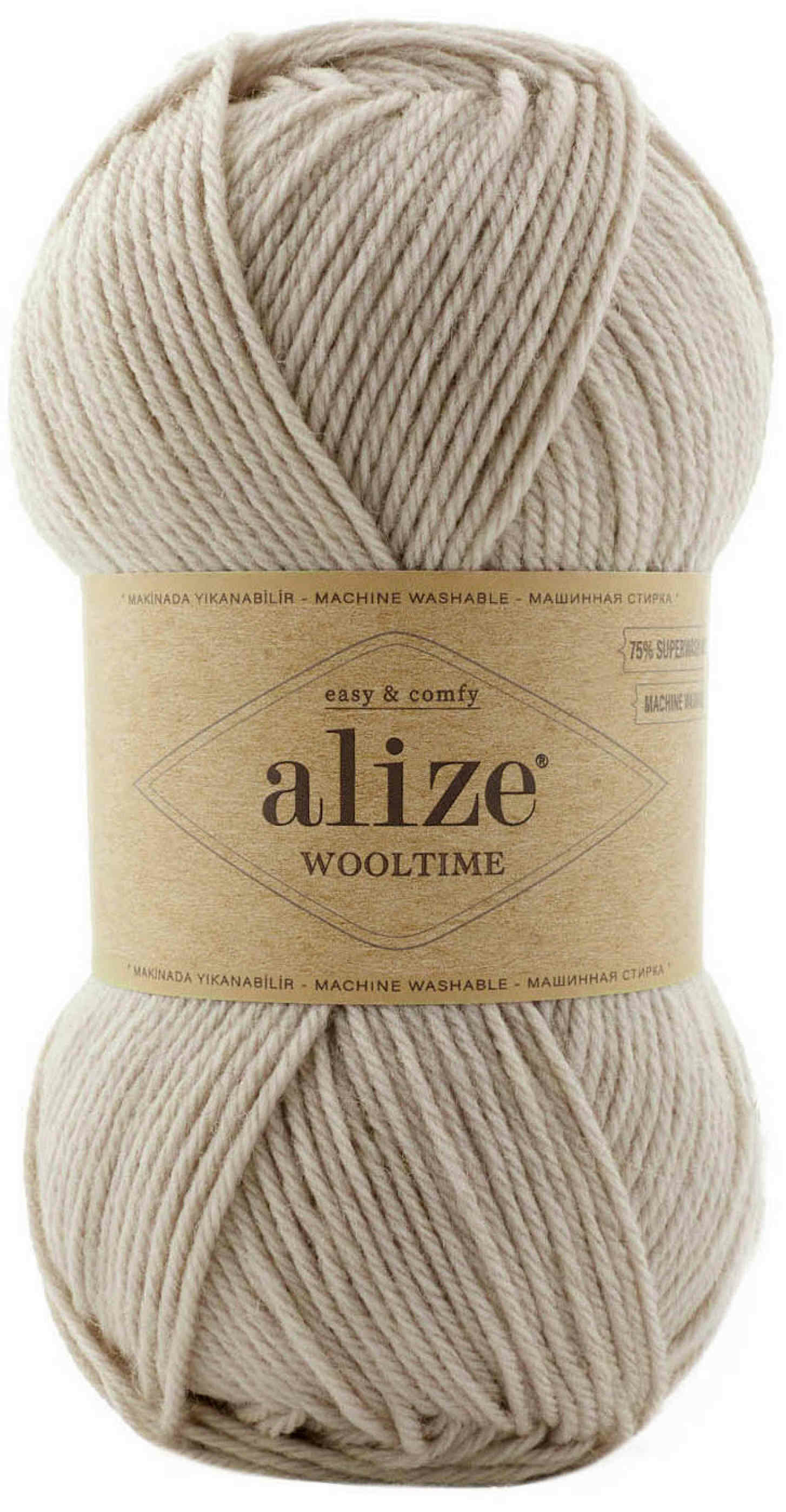 Пряжа Alize Wooltime светло-бежевый (152), 75%шерсть/25%полиамид, 200м, 100г, 1шт