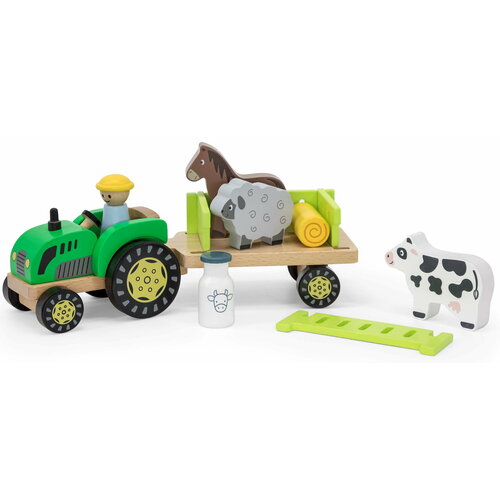 Набор Ферма (7 предметов) с трактором и прицепом в коробке