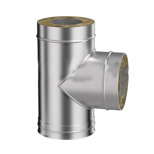 Тройник для дымохода сэндвич 90° Flue Line d210х150 мм оцинкованная+нержавеющая сталь 0,5+0,5 мм (конденсат)