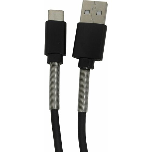 USB Кабель Type-C Mi-Digit M22, с защитой от перегиба - пружина, 2A, Черный, 1 м.