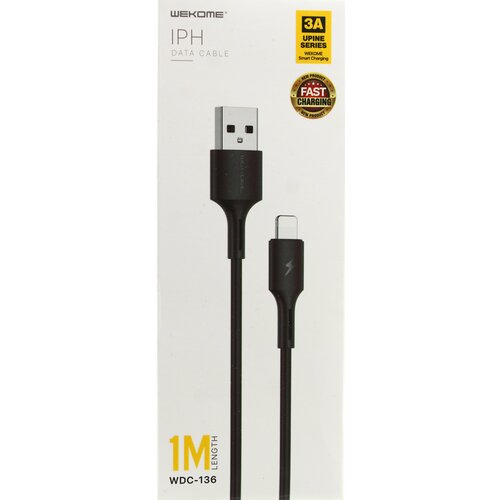 USB Кабель для Apple/iPhone WECOME WDC-136, 2А, 1м. Черный