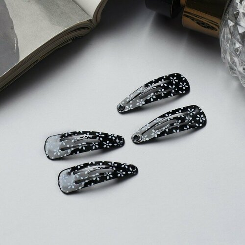 SUI Невидимка для волос Лира набор 10 шт ромашки 3 см чёрно-белый 307₽