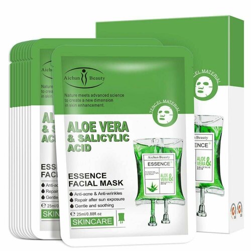 Маска для лица Aichun Beauty, с алоэ вера, 25 мл, 10 шт в 1 упаковке