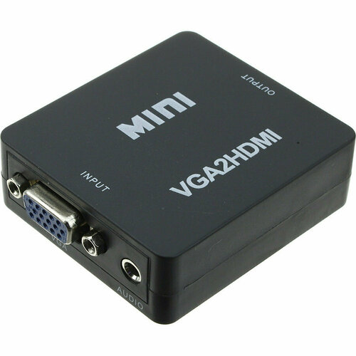 Переходник HDMI(G) - VGA(G) конвертер, черный переходник hdmi g vga g output конвертер