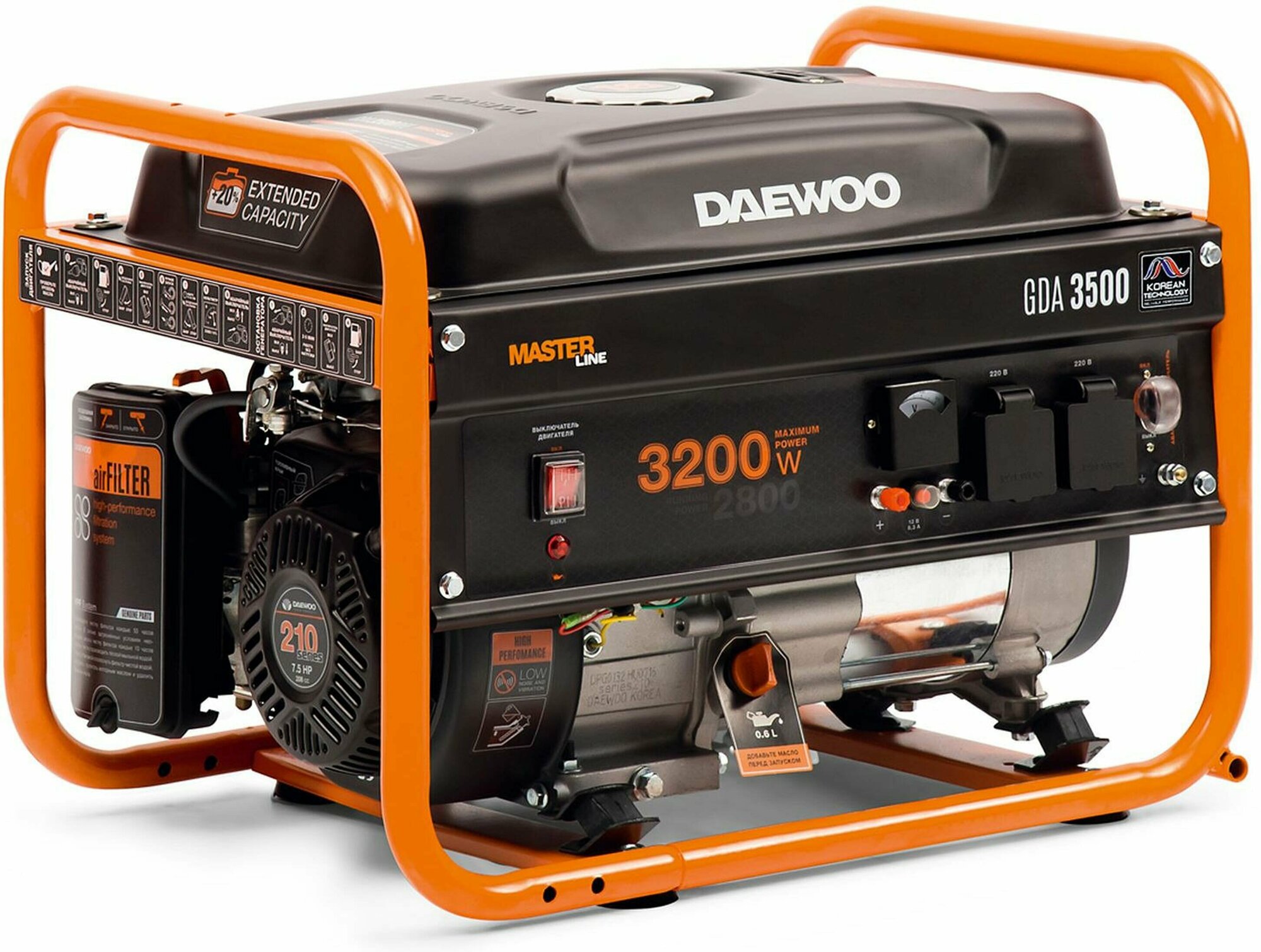 Бензиновый генератор DAEWOO GDA 3500 220B 32 кВт 15 л