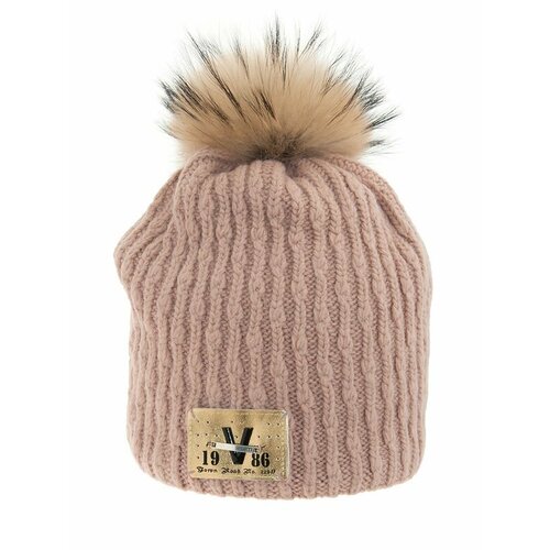 фото Шапка mialt, размер 54-56, бежевый, розовый