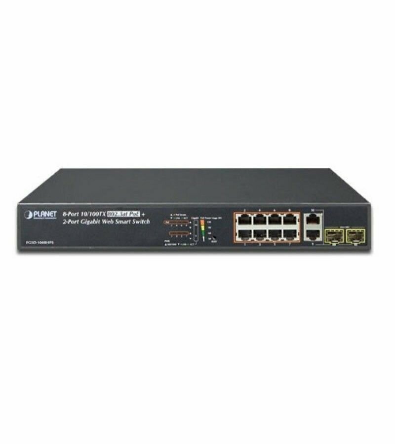 Коммутатор PoE Planet управляемый, IPv4/IPv6, 8xGE 802.3at POE+ 2x100/1000X SFP (120W) - фото №6