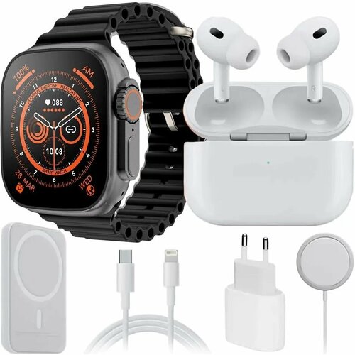 Смарт часы умные часы smart watch набор 6 в 1 - часы повербанк наушники беспроводная зарядка блок питания с кабелем 331700₽