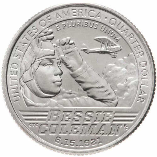 США 25 центов 2023. Американские женщины - Бесси Колман памятная монета 25 центов бесси колман американские женщины денвер d сша 2023 г в unc