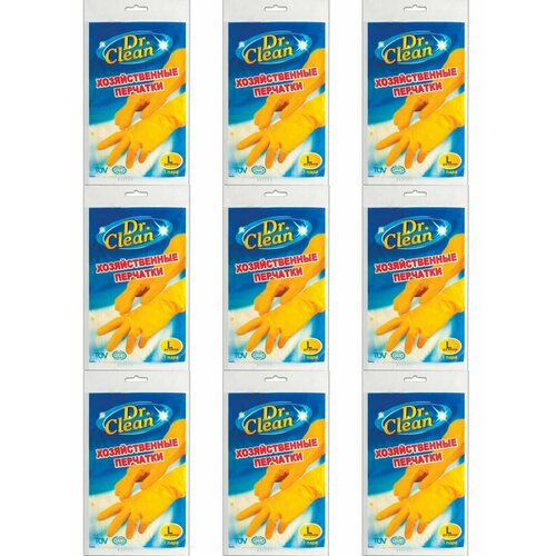 Dr Clean Перчатки хозяйственные Латексные размер L 9 уп 1188₽