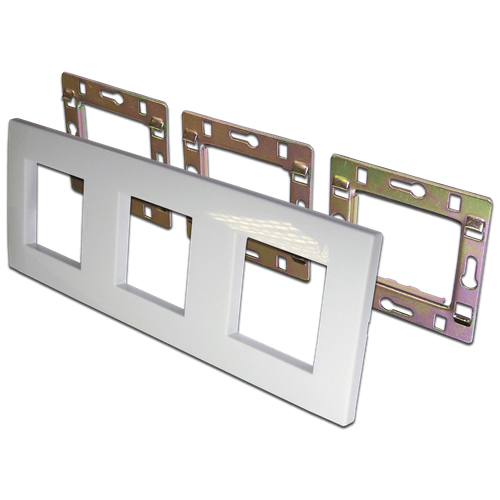 Рамка 3-постовая 45х45, с суппортами, белая LAN-FRS45x45/3-WH