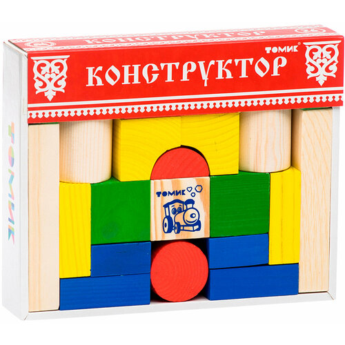 Деревянный конструктор Томик Цветной, игровой набор из 26 деталей