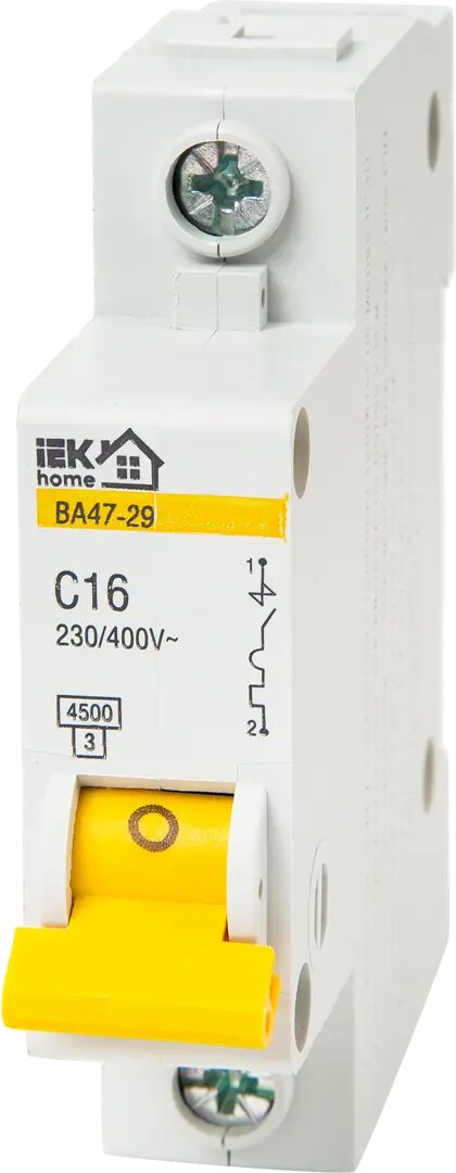 Автоматический выключатель IEK Home ВА47 29 1P C16 А 4 5 кА